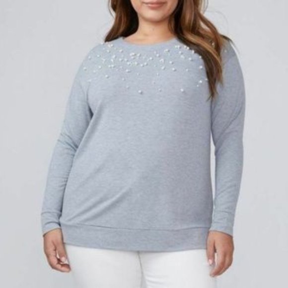 Lane Bryant Gray Pearl Accented Sweatshirt Size 18/20 - Picture 5 of 5